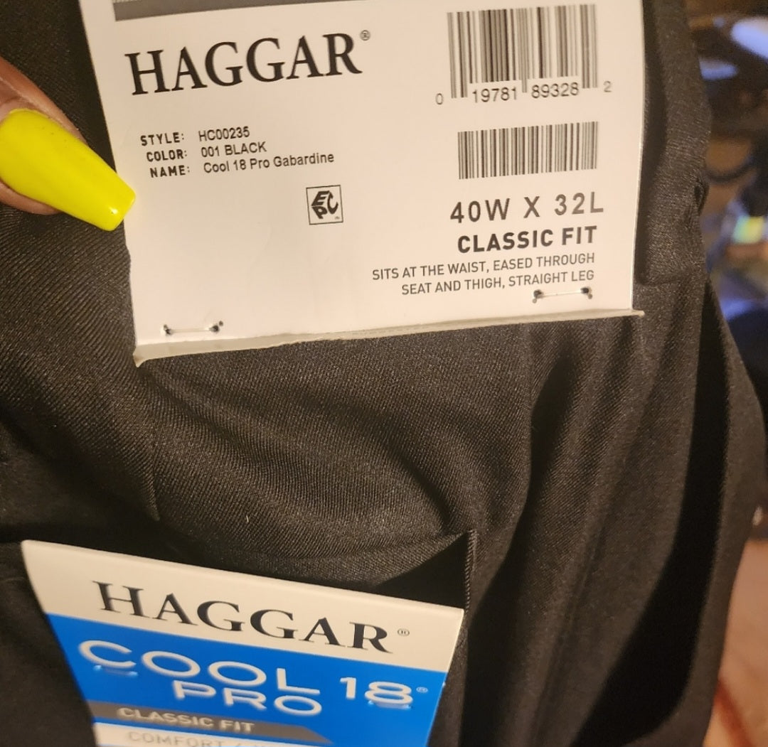 Haggar Cool 18 Pro Mens Black Classic Fit Pants💥 NWTs Sz 42x32 and 40x30 avail