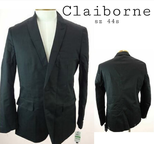 Claiborne 100% cotton mens blk blazer.  Sz 44S