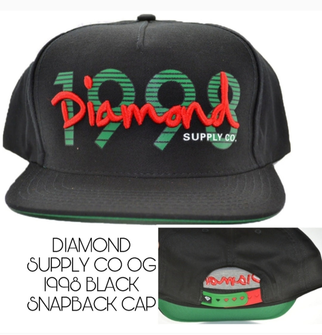 DIAMOND SUPPLY CO OG 1998 BLACK SNAPBACK CAP