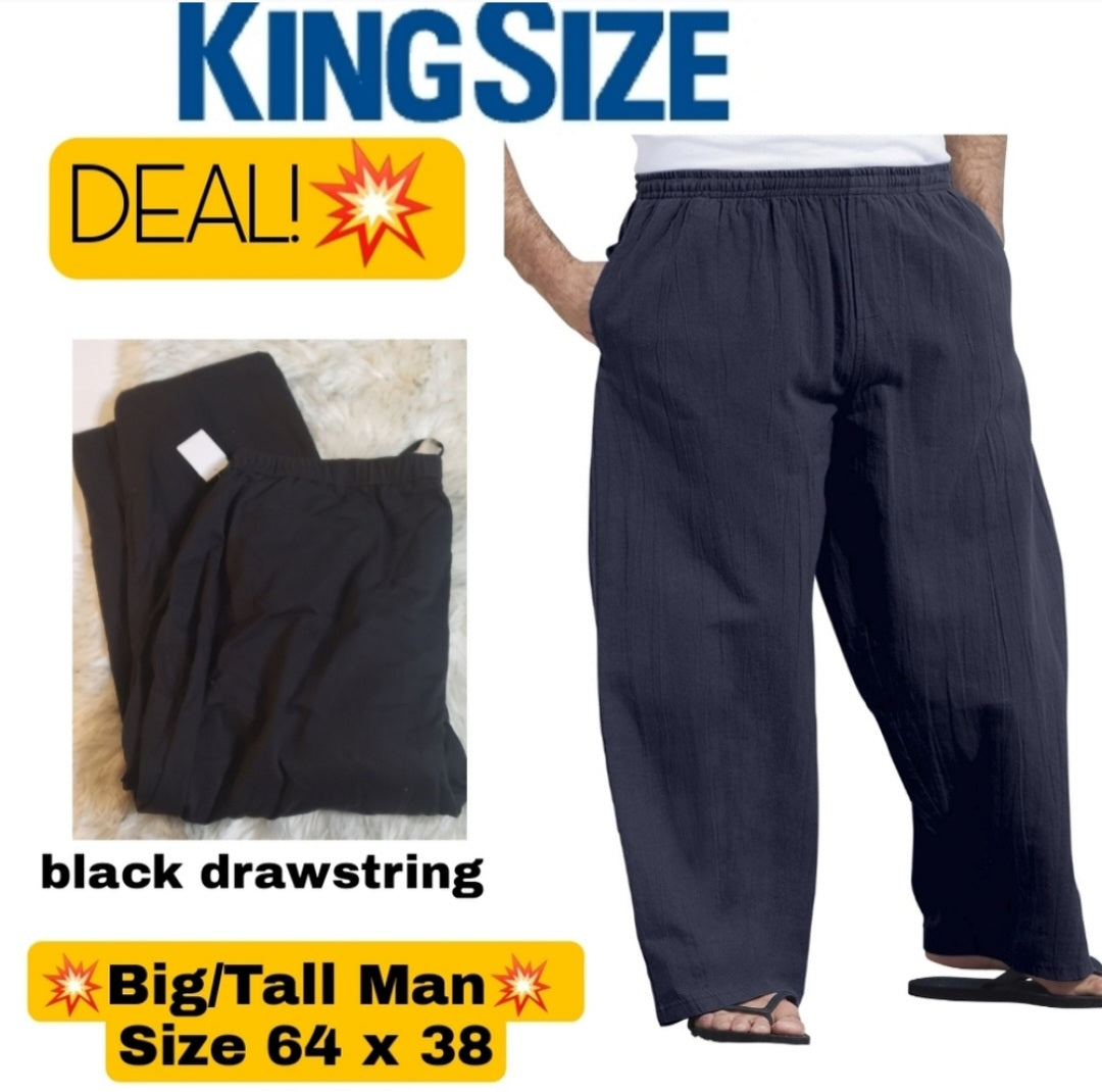 KingSize casual elastic waist pants.  Big Man Sz 64x38. New.  Black