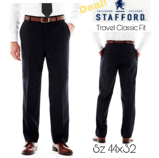 Stafford® Travel Flat-Front Suit Pants - Classic