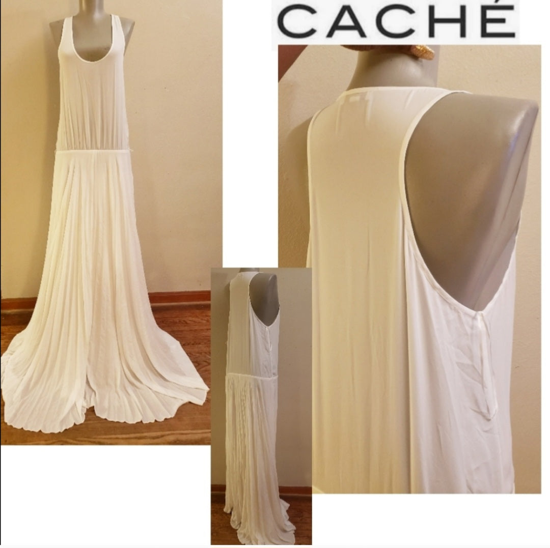 CACHE' maxi tank micro-pleated dress XL Org$300