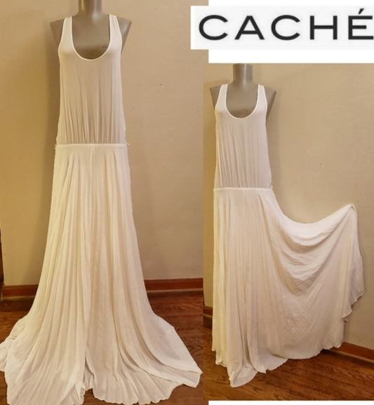 CACHE' maxi tank micro-pleated dress XL Org$300