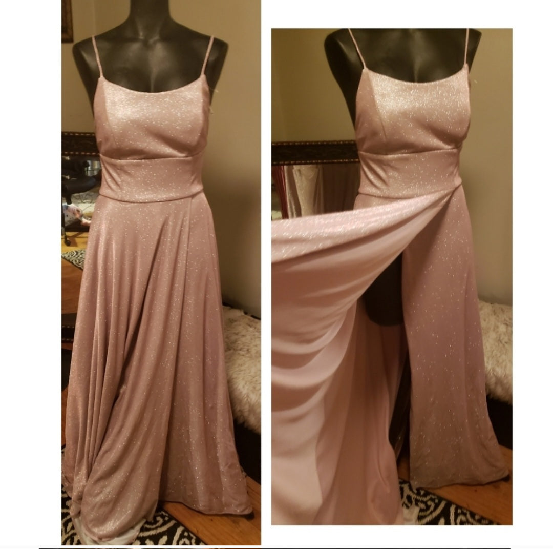 Betsy & Adams Pink Shimmer Tie Back Fit/Flare Gown. Sz 6 and a sz 8. Org $259 😍