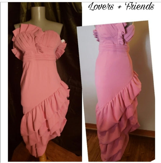 Lovers + Friends assymetrical ruffle gown.  Sz Sm