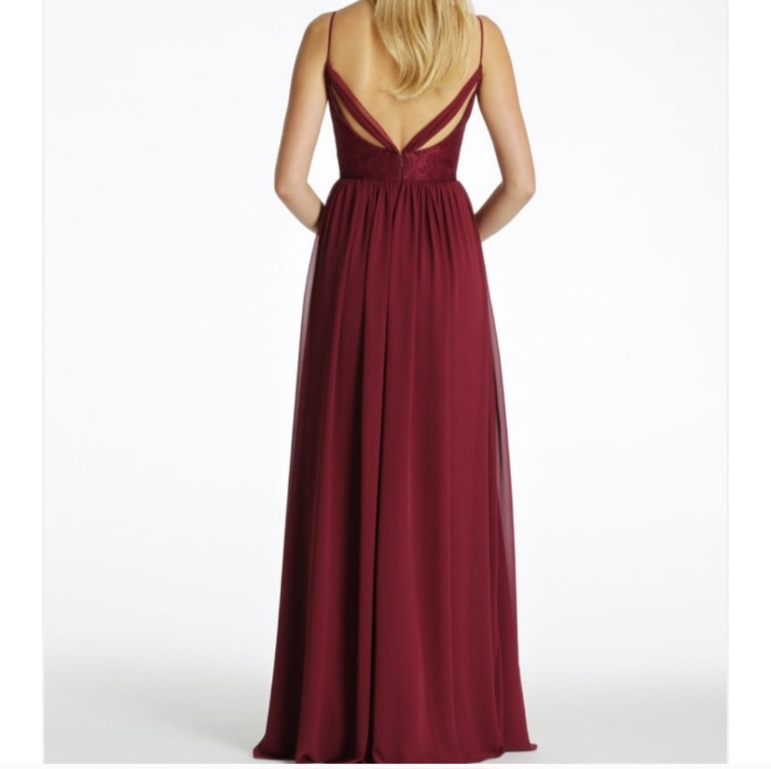 Hayley Paige Burgundy chiffon A-line occasion gown. Sz 10. NWTs💥DEAL!! Org $270