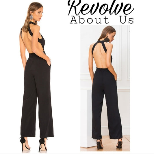 About Us "Lauren" halter blk jumpsuit. Sz Sm