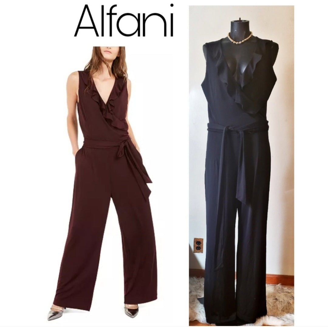 Alfani surplice ruffle jumpsuit. Sz med. Good quality stretch/heavy fall.