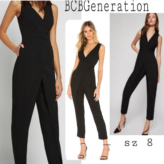 Bcbgeneration blk wrap jumsuit. Sz 8. $138