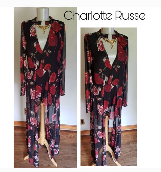 Charlotte Russe floral skirted romper.  Sz XL