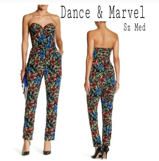 Dance and Marvel Strapless Floral Jumpsuit. Sz M