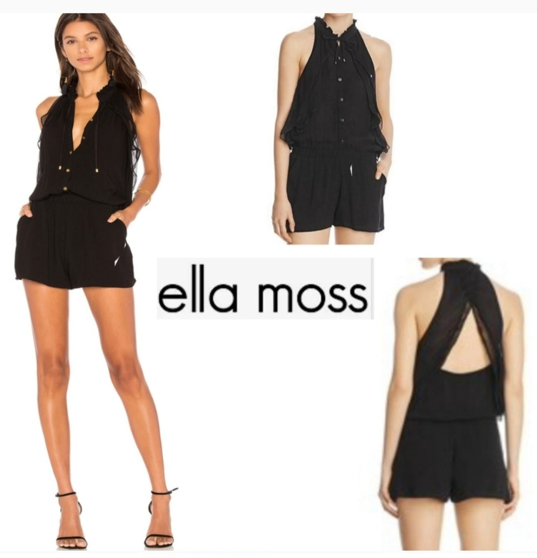 Ella Moss Ruffled Open Back Romper. Sz Med