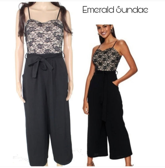 Emerald Sundae black/nude lace jumpsuit. Sz Lrg