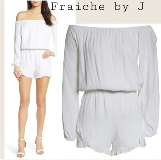 FRAICHE BY J Off The Shoulder Romper Sz Lg Org $98