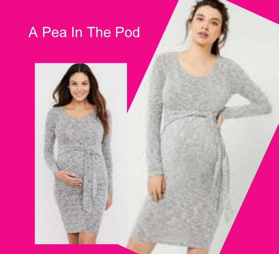 A Pea In The Pod  Sash Front Maternity Dress in Marl.  Sz Large