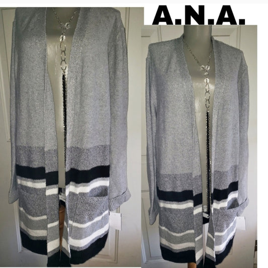 A.N.A. long colorblock cardigan.  Sz Lrg