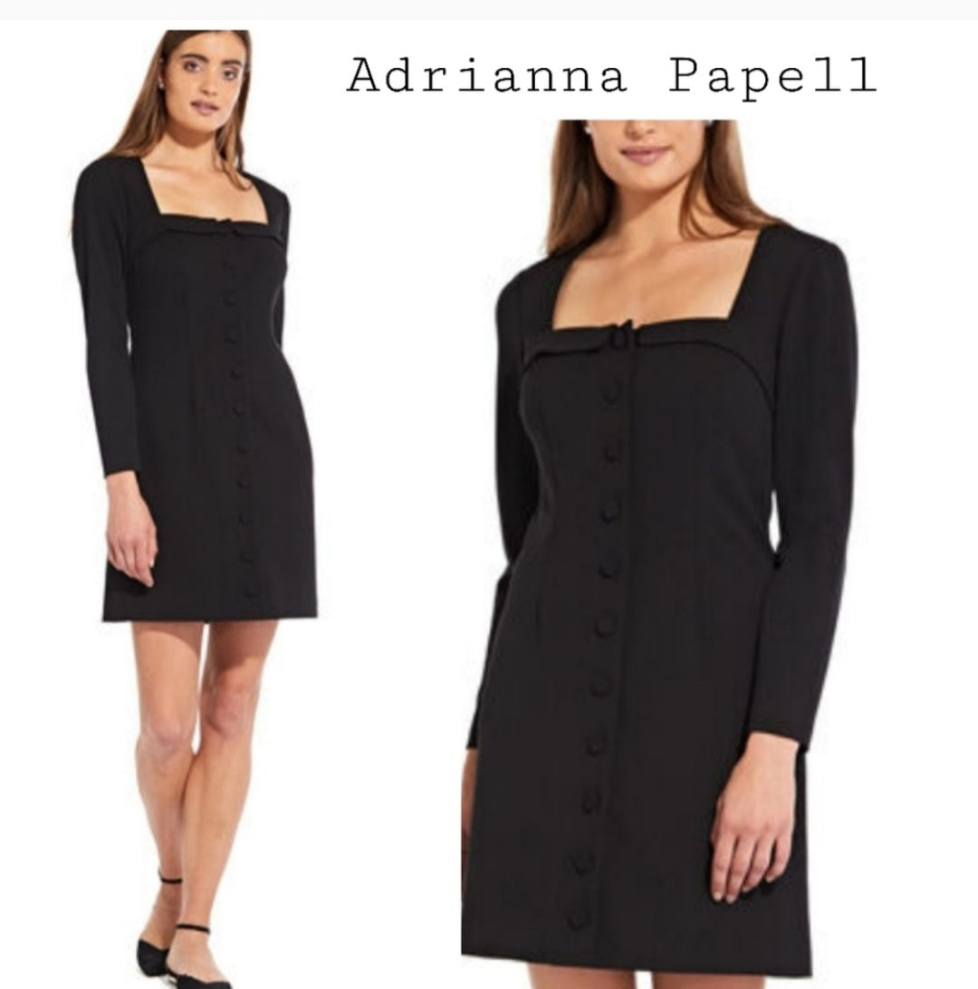 Adrianna Papell button detail Crepe Dress.  Sz 10