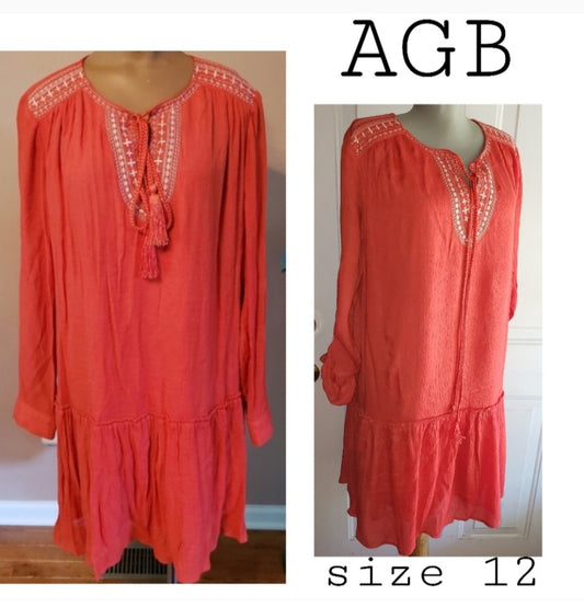 AGB orange bohemian dress. Sz 12