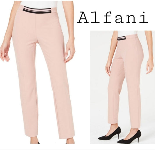 Alfani blush/mauve contrast waist stretch pants. 8