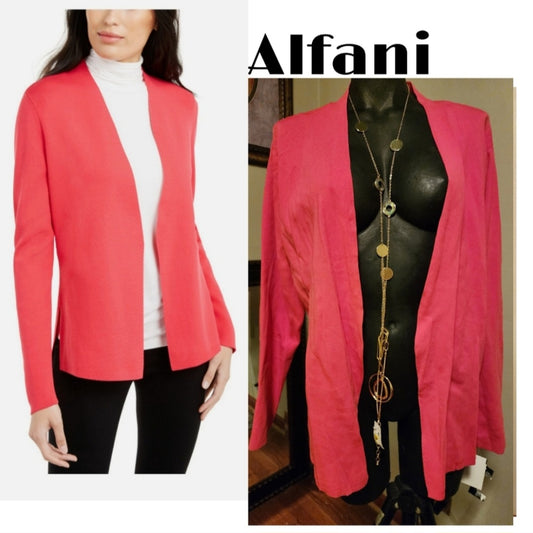 ALFANI Coral Long Sleeve Open Cardigan Sweater. Sz XL.