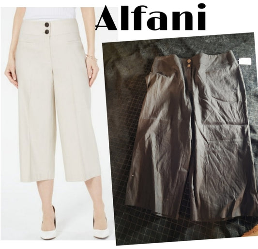 Alfani Wide Leg crop Linen Pants.  Black. Sz 18w