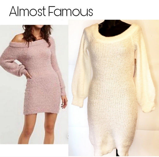 Almost Famous soft white sweater dress.  Sz Sm