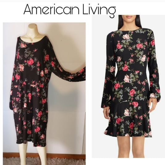 American Living black floral dress.  Plus size 22w