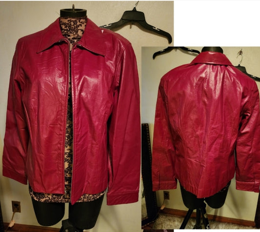 Lauren Leigh red leather jacket.  Sz 14.  (True2size)