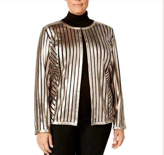 JM Collection Gold Faux Lthr jacket. Sz Med