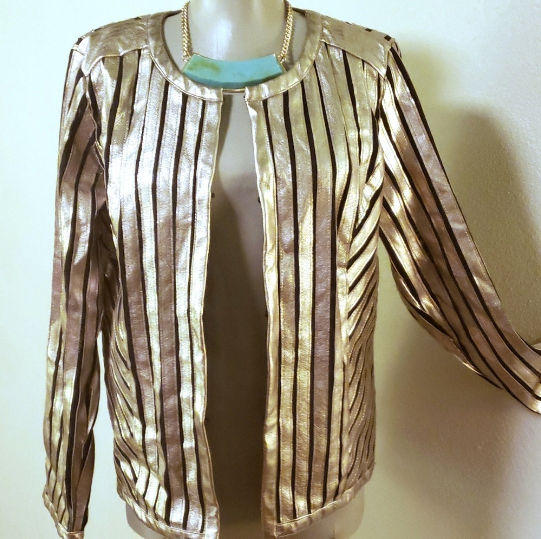 JM Collection Gold Faux Lthr jacket. Sz Med