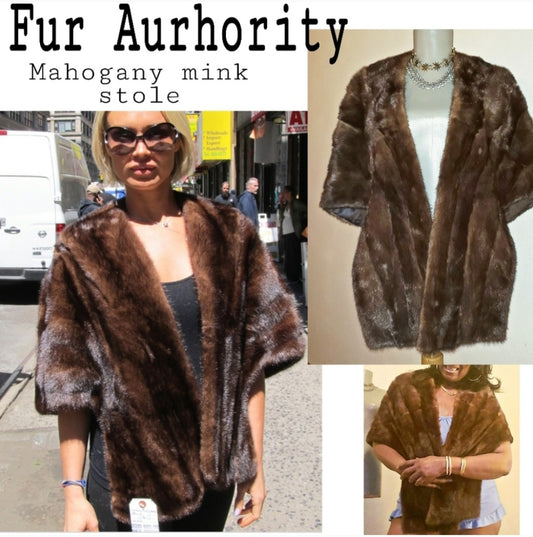 Vintage 1960s Fur Label Auth Mink Stole. Sz 8-16