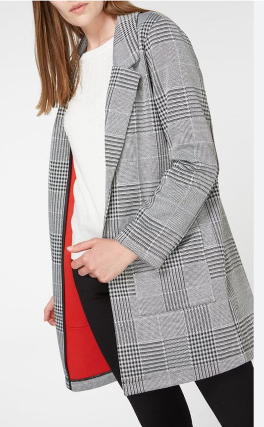 Tu Brand Glen check paid cardigan coat.  Sz XL