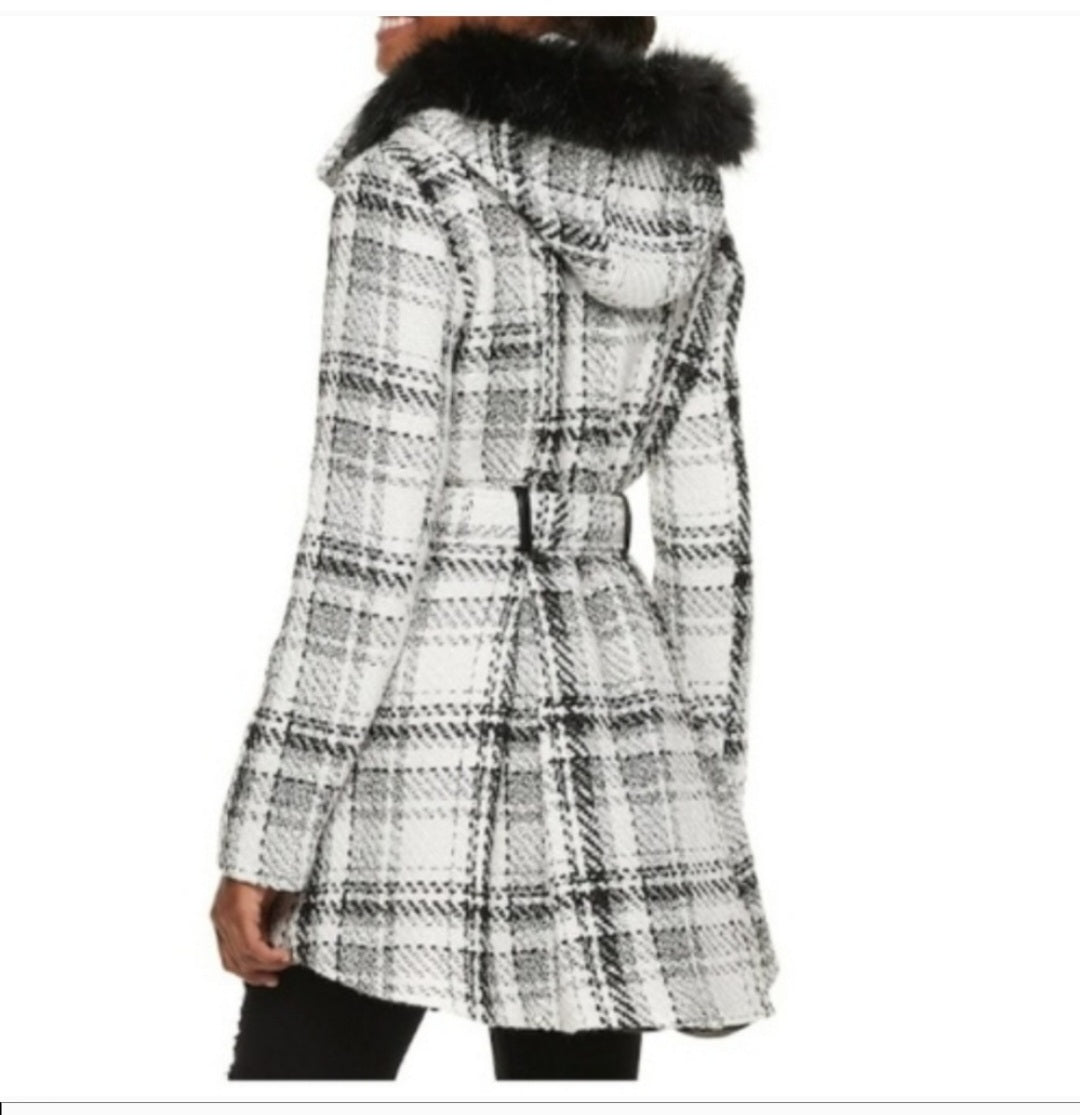 IZ Byer tweed lrge fur hood coat.  Sz XL