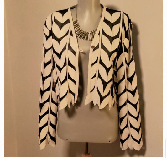 Z Bella Design LEATHER/mesh leaf jacket. Sz XL