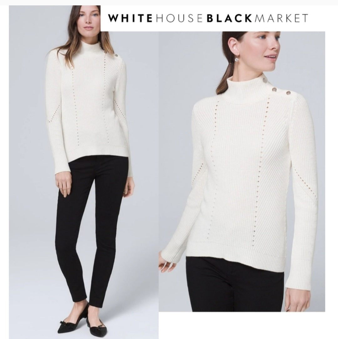 White House Black Market Luxe Button SHLDR Sweater