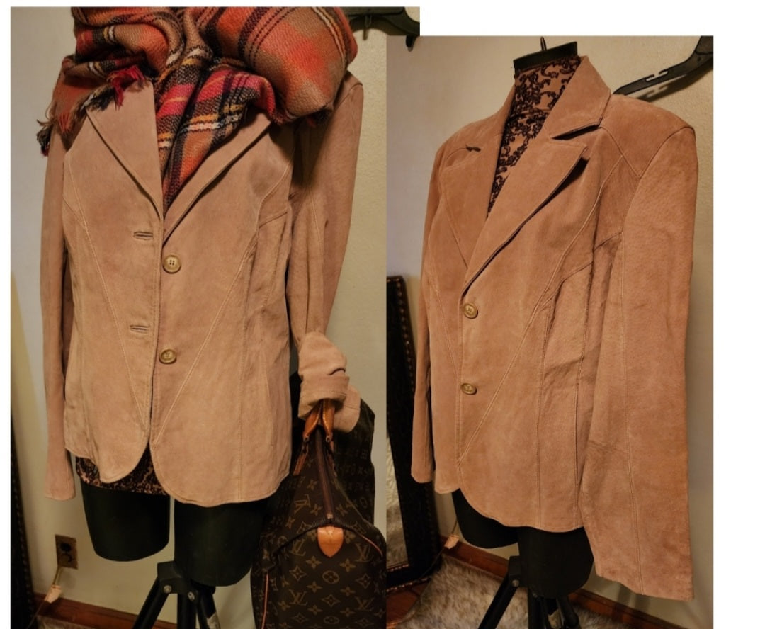 Siena tan suede jacket.  Sz 16 (true). Never worn.