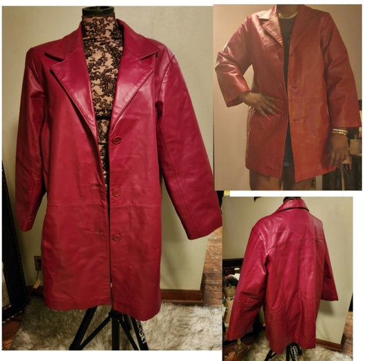 Venezia Red Leather 3/4 length jacket.  Sz 18w. True