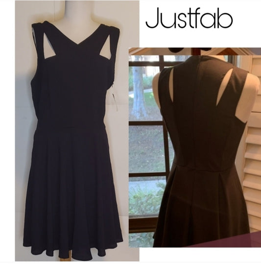 Justfab blk strappy fit & flare dress.  Sz Lrg