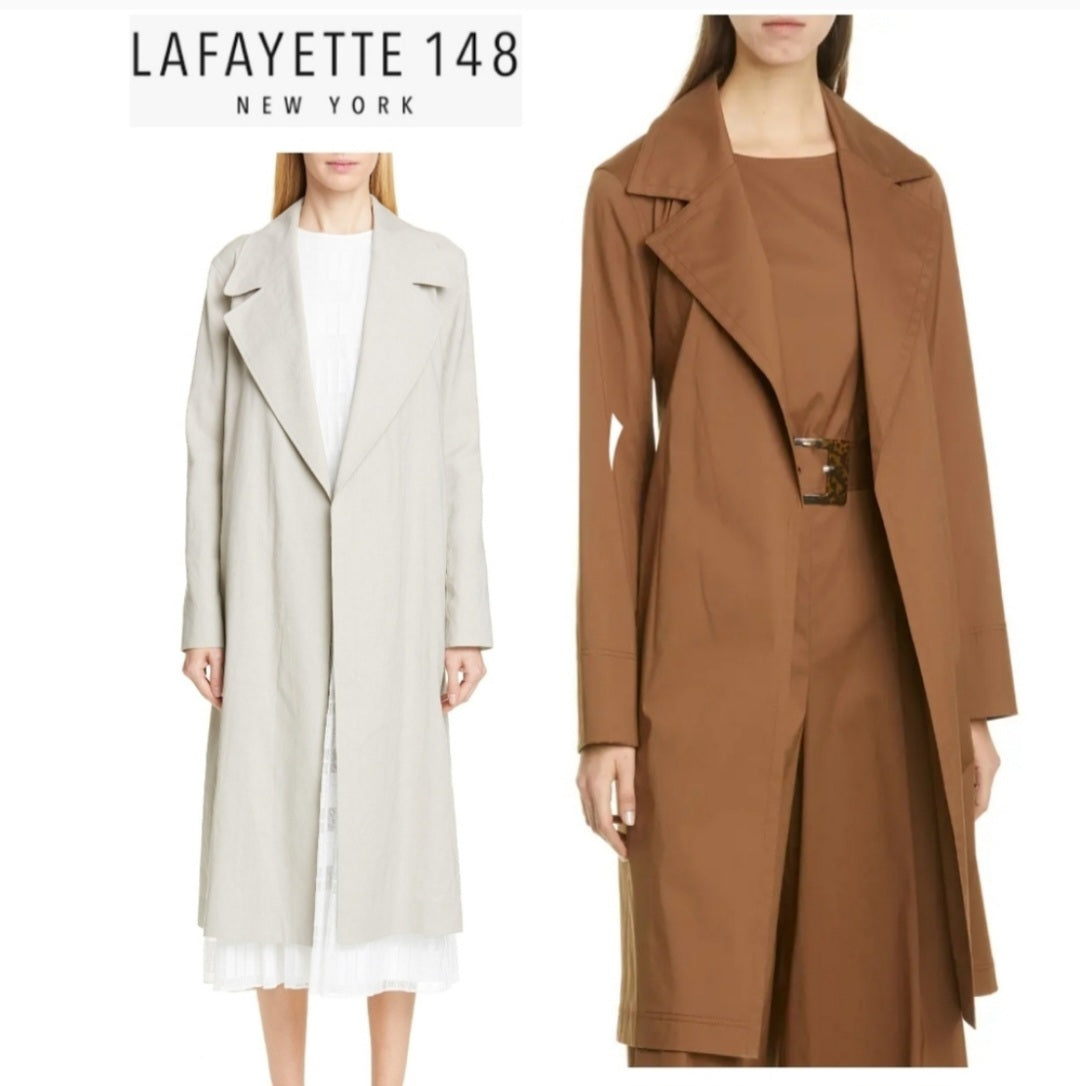 Lafyette 148 New York Zelida Gray Cotton Trench. Sz XXL. $798 NWTs.  Beautiful!