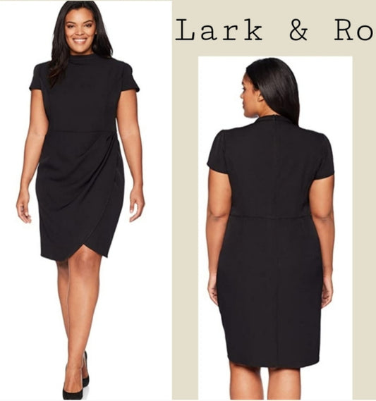 Lark & Ro Cap Sleeve Mockneck Ruched Dress. Sz 16