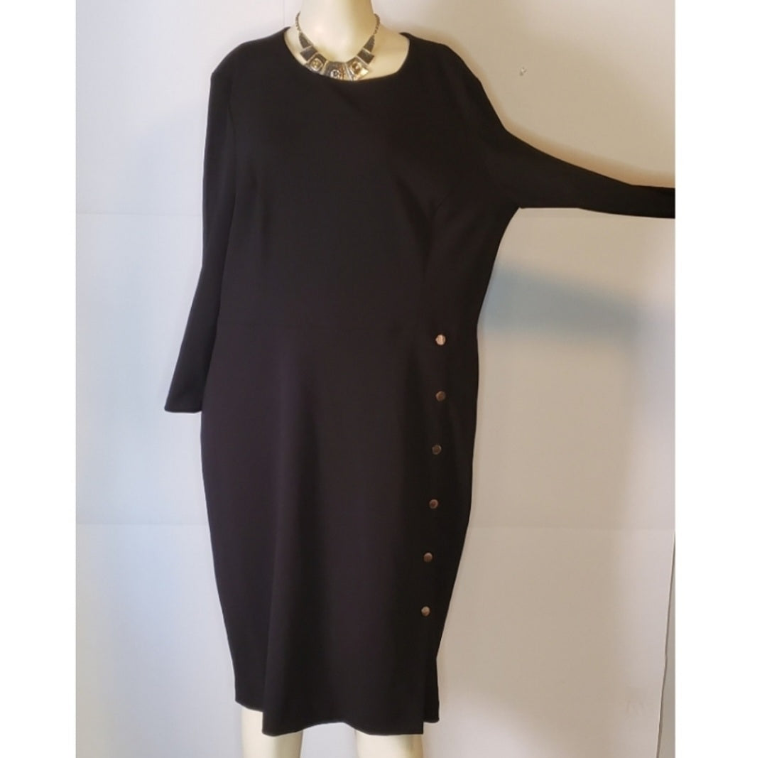 Liz Claiborne black sheath button dress Sz 12 & 16