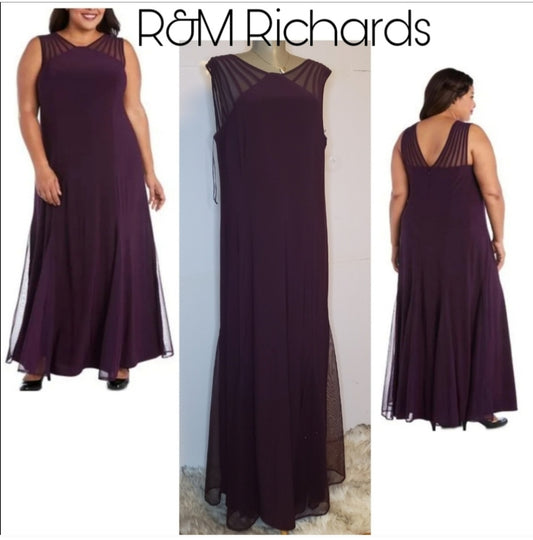 R&M Richards SLEEVELESS MAXI DRESS. Plus sz 16