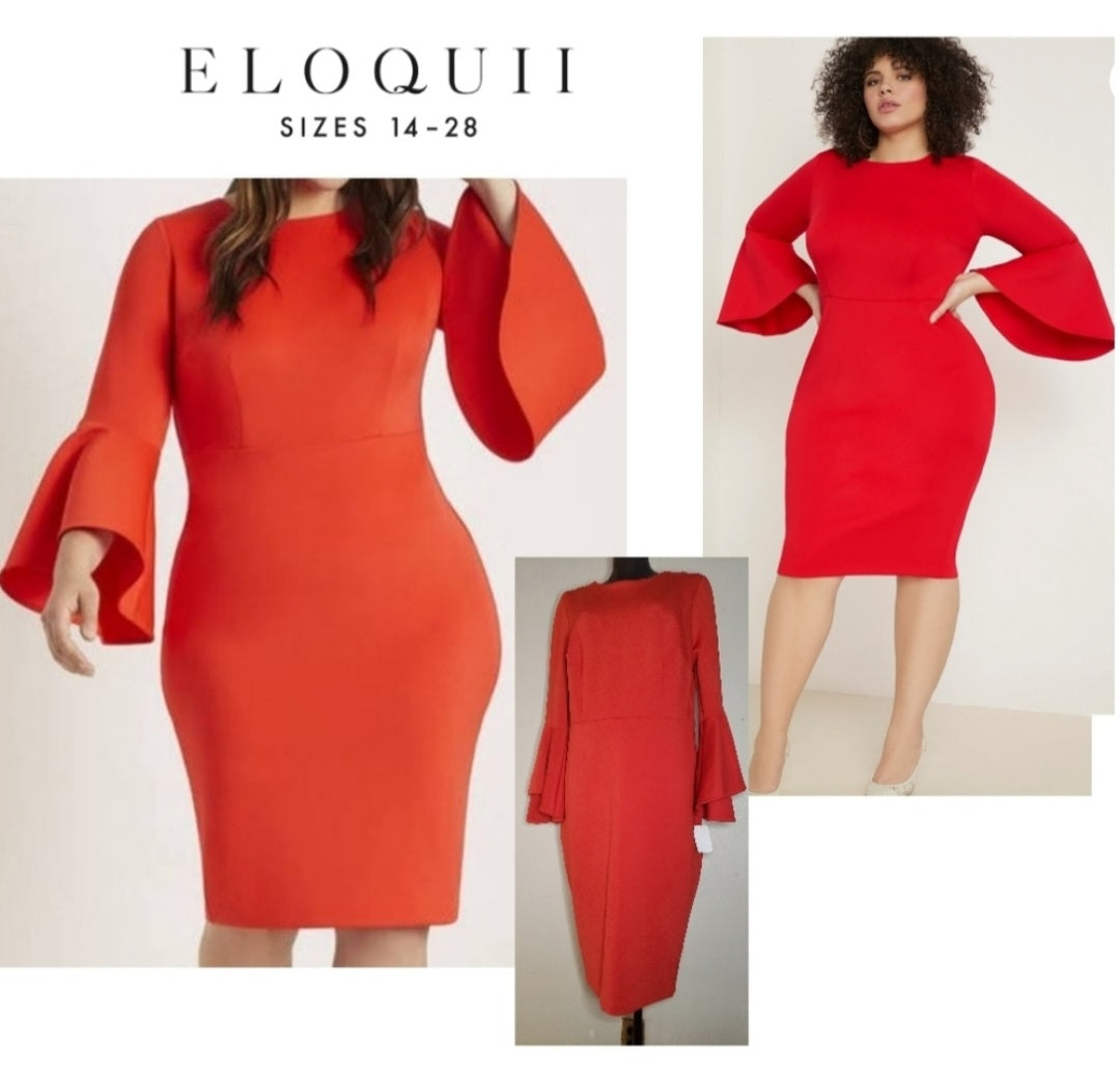 Elloquii Flare Sleeve Scuba Dress. Sz 16