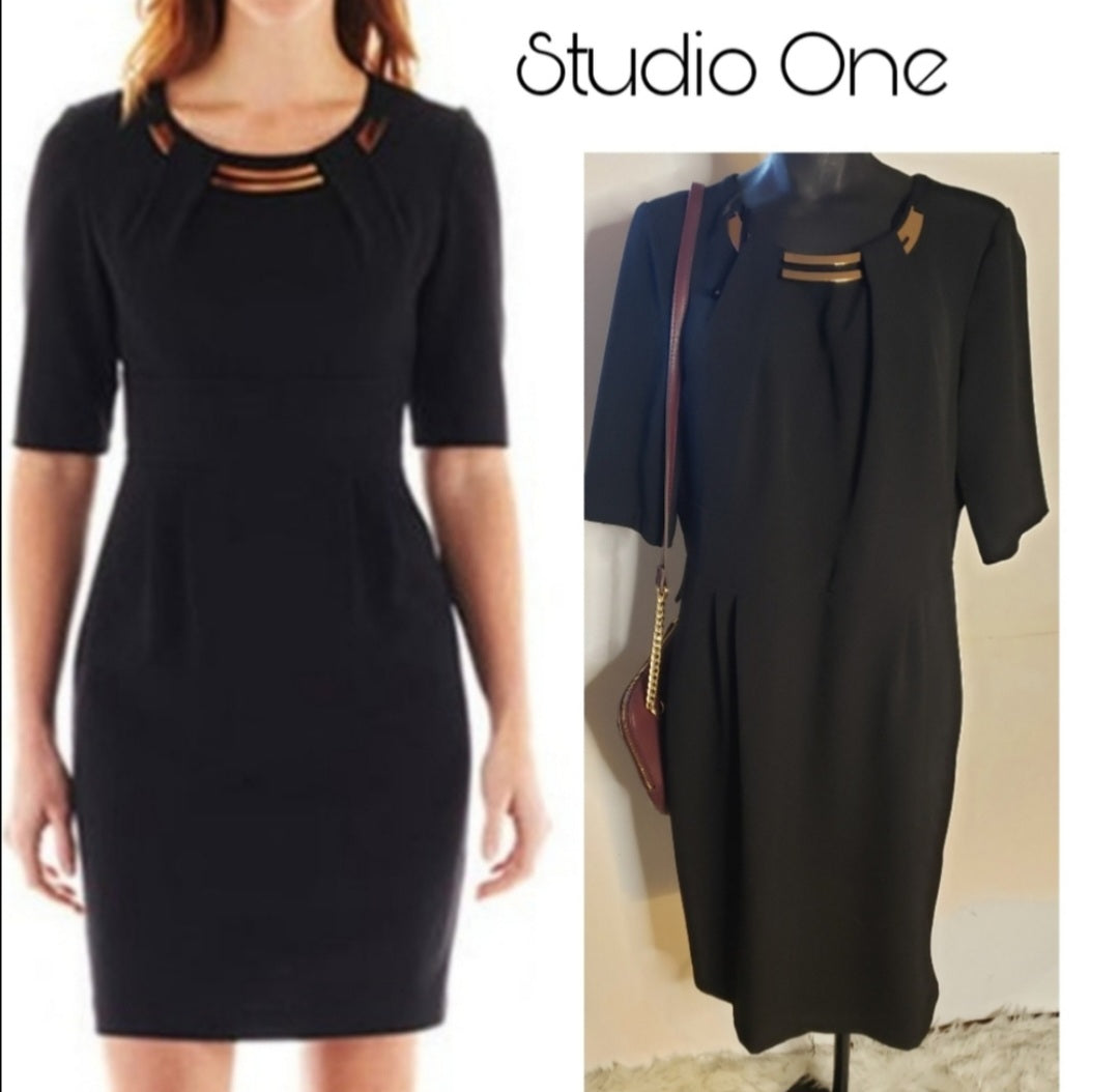 Studio One black dress.  Collar necklace Pl Sz 16