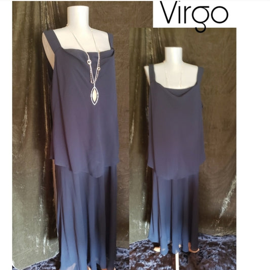 Virgo black layered maxi dress.  Plus sz 18