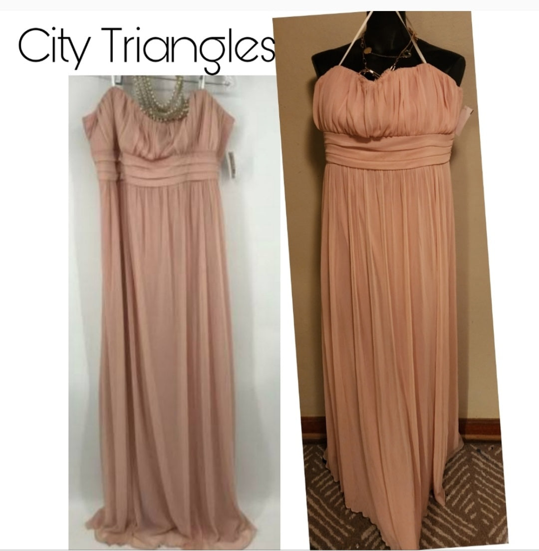 CITY TRIANGLES PINK PEARL BEADED FORMAL DRESS. 2 avail