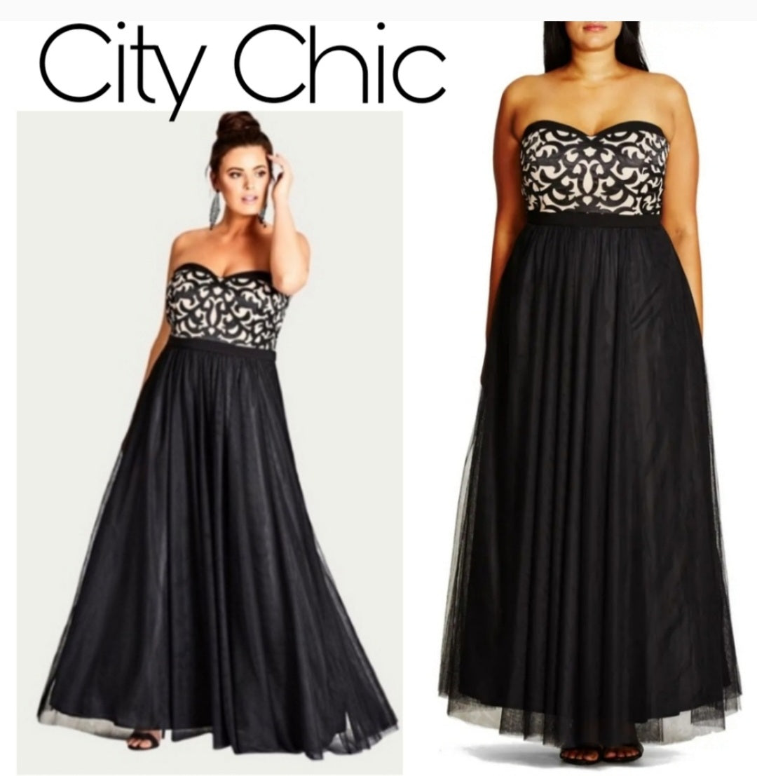 City Chic "It Girl" maxi dress Org $199 Plus sz 16