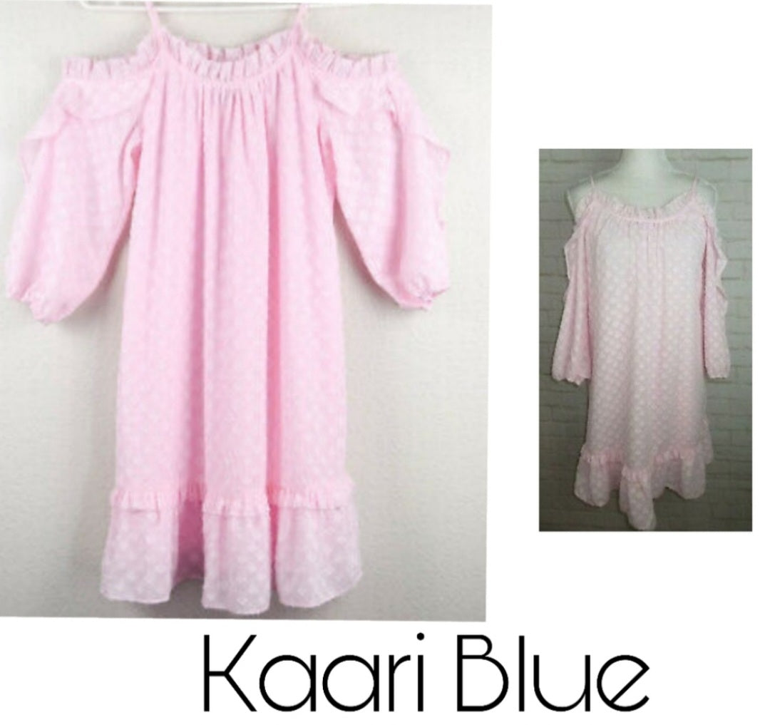 KAARI BLUE off the shoulder doll flounce dress. 1x