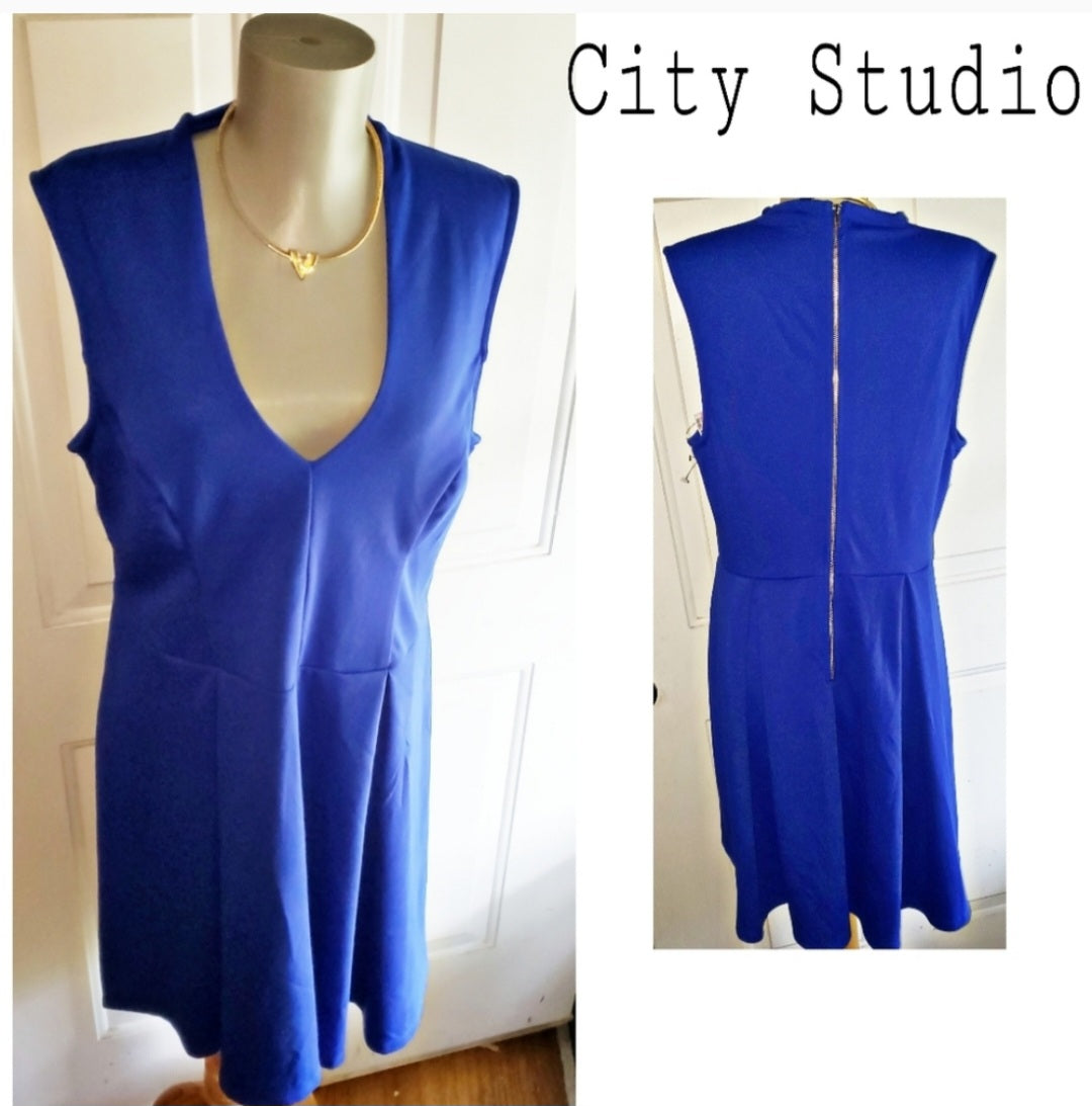 City Studio cobalt blue fit & flare dress. Sz 1x