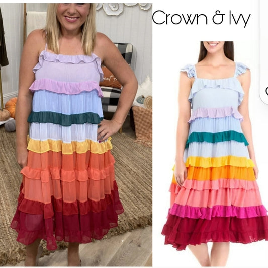 Crown & Ivy Tiered Ruffle Dress. Plus sz 1x. New. Org. $129